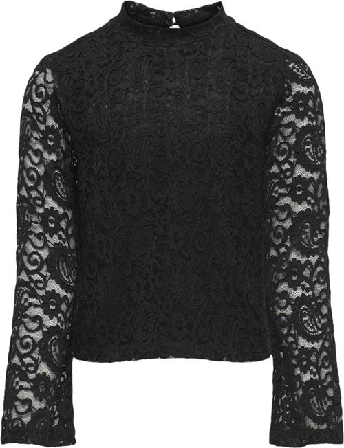 ONLY Kogmilly L/S Flared Sleeve Lace TOP Str 134/140 - Sort Toppe Denim hos Magasin