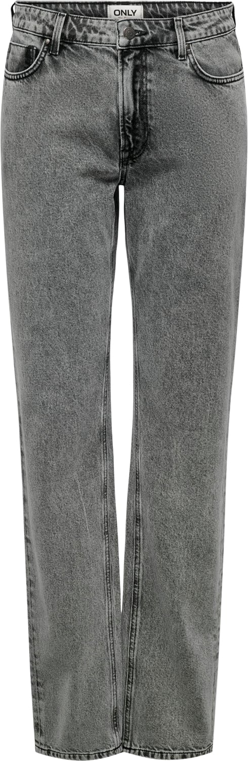 ONLY Onljaci MW Acid Rhinestone B STR DN Kvinde Grey Denim/acid Straight Jeans Str "31/""32" - hos Magasin