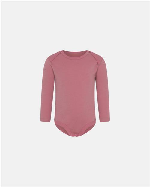 Langærmet body | uld/bomuld | rosa