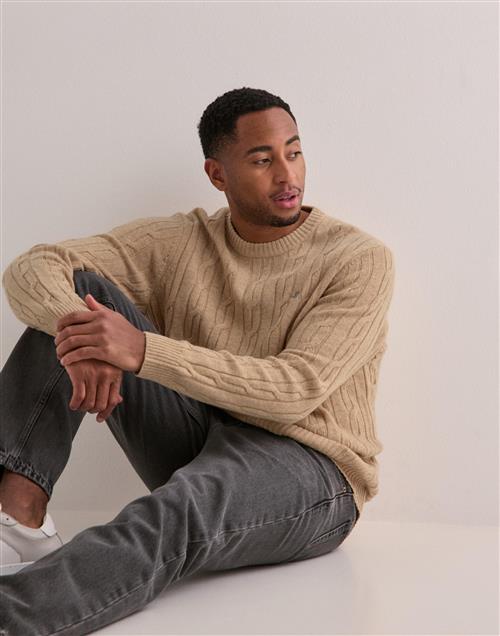 Gant Lambswool Cable C-Neck Striktrøjer Beige