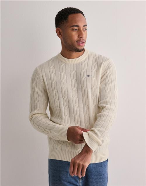 Gant Lambswool Cable C-Neck Striktrøjer Hvid