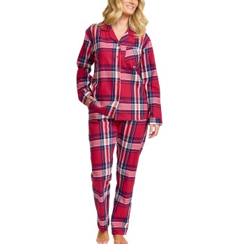 Se Damella Cotton Flannel Pyjamas Rød Mønster  bomuld Large Dame ved Timarco