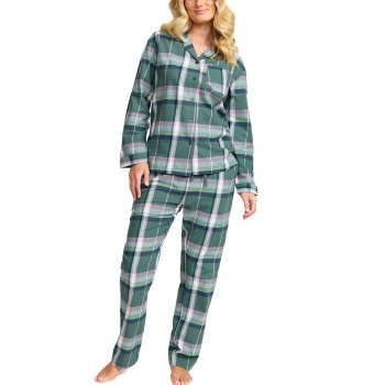 Se Damella Cotton Flannel Pyjamas Grøn Mønster bomuld X-Large Dame ved Timarco