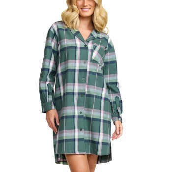 Se Damella Flannel Nightshirt Grøn Mønster bomuld Small Dame ved Timarco