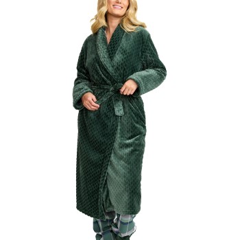 Damella Jaquard Fleece Dressing Gown Grøn polyester Medium Dame