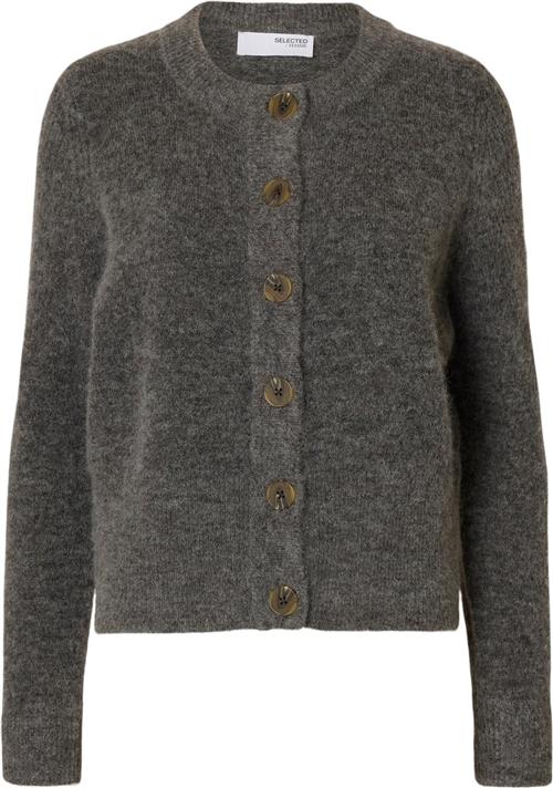 Selected Femme Slfsia RAS LS Wool Knit Cardigan Noos Kvinde Grå Cardigans Regular Fit Str XS - hos Magasin