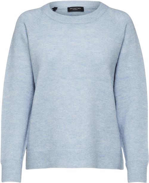 Selected Femme Slflulu LS Alpaca Blend Knit Oneck B Noos Kvinde Cashmere Blue/melange Sweaters Str XS - hos Magasin