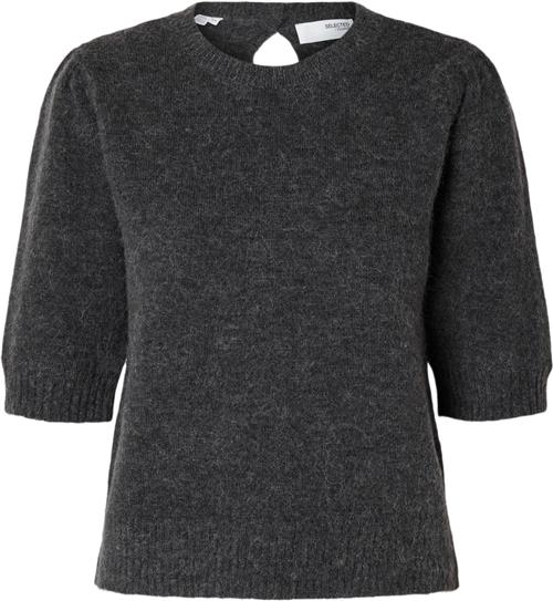 Se Selected Femme Slflulu SS Alpaca Blend Open Back Knit Oneck NO Kvinde Volcanic Ash/melange Sweaters Str S - hos Magasin ved Magasin