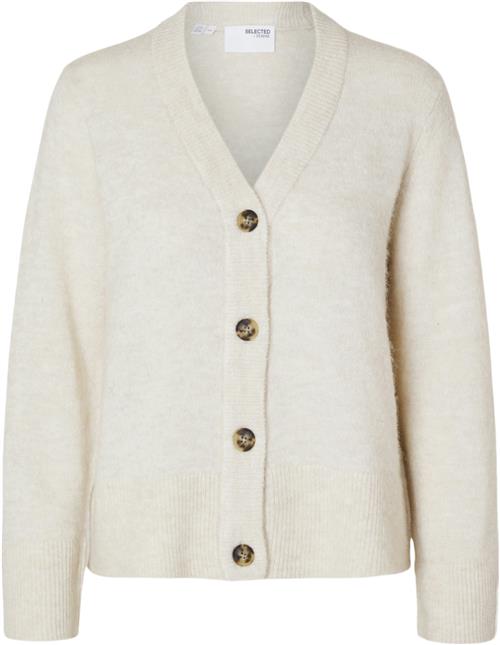 Se Selected Femme Slfmaline NEW LS Wool Knit Short Cardi N Kvinde Birch/melange Cardigans Str XL - hos Magasin ved Magasin