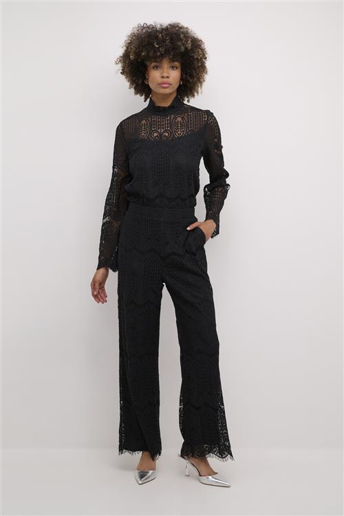 Se Culture Cuima Lace Pants Kvinde Black Bukser Med Brede Ben Str S - hos Magasin ved Magasin