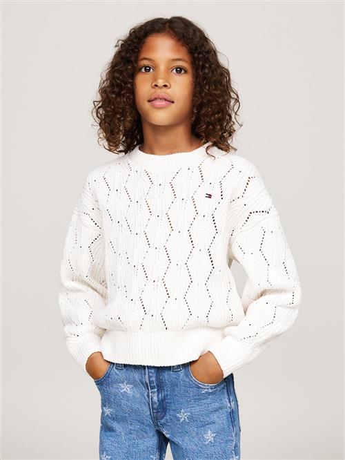 Tommy Hilfiger Chenille Sweater Str 8 - Ivory Petal Sweatshirts hos Magasin