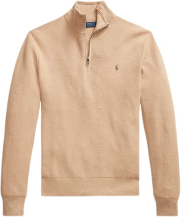 Polo Ralph Lauren 32/2 Cottonlsl-plo Mand Camel Melange Langærmede Poloer Str L - hos Magasin