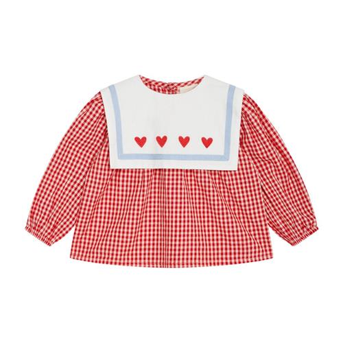 Flöss Anna Gingham Bluse Ruby | Rød | 128 cm