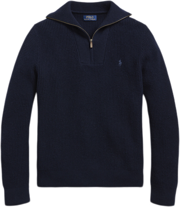 Polo Ralph Lauren Cotton Woollsl-plo Mand Blå Langærmede Poloer Str XL - hos Magasin