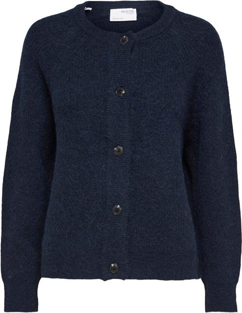 Selected Femme Slflulu LS Alpaca Blend Knit Short Cardigan B NO Kvinde Dark Sapphire/melange Cardigans Str XS - hos Magasin