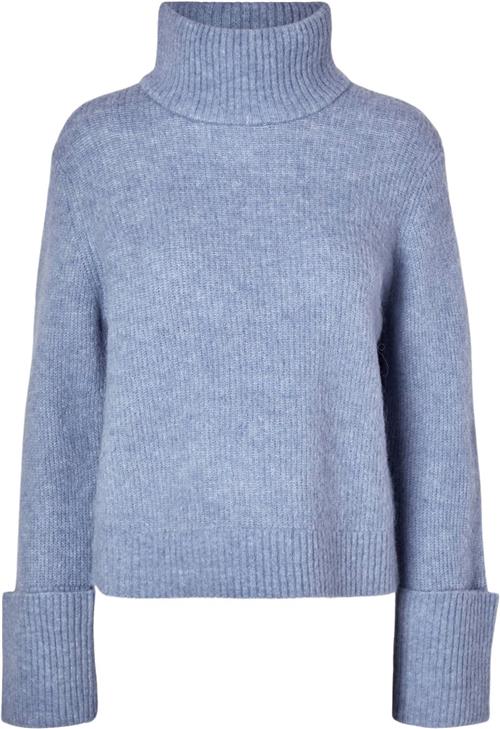 Se Selected Femme Slfsia RAS LS Alpaca Blend Knit High Neck Kvinde Endless Sky/melange Rullekraver Loose Fit Str L - hos Magasin ved Magasin