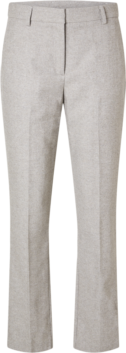 Selected Femme Slfvivie MW Wool Straight Pant Kvinde Sandshell/herringbone Bukser Str 42 - Polyester hos Magasin