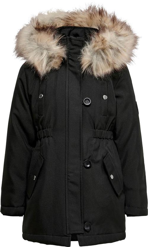 ONLY Kogiris FUR Parka OTW Noos Str 128 - Sort Vinterjakker hos Magasin