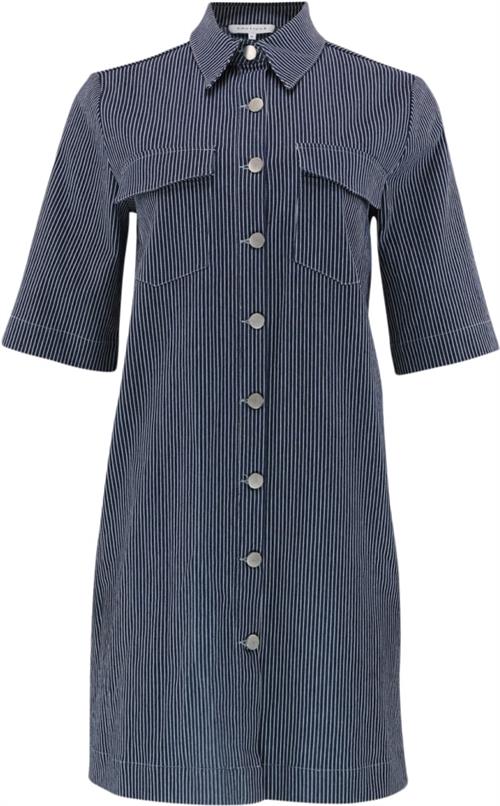 CONTINUE Kajsa Striped Dress Kvinde Denim Midi Kjoler Str L - Denim hos Magasin