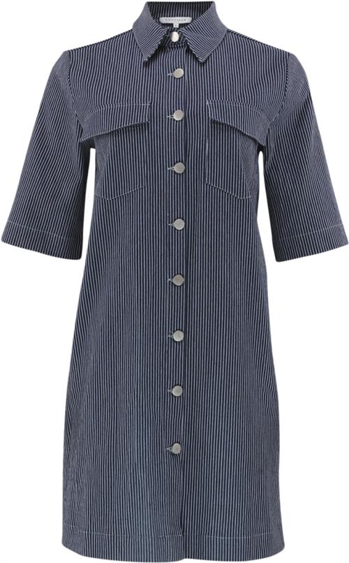 CONTINUE Kajsa Striped Dress Kvinde Denim Midi Kjoler Str XL - Denim hos Magasin