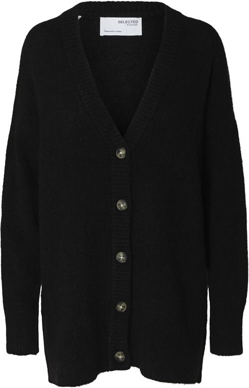 Selected Femme Slfmaline LS Wool Knit Long Cardigan NOO Kvinde Sort Cardigans Str M - hos Magasin