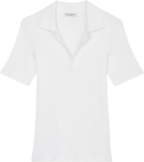 Marc O’Polo Polo Shirt, Short Sleeve, Flatknit Kvinde White Kortærmede T-shirts Str S - hos Magasin