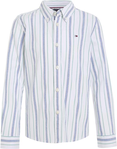 Tommy Hilfiger Flex Ithaca Shirt L/S Str 12 år / 152 cm - White Base/green/navy Stripes Skjorter hos Magasin