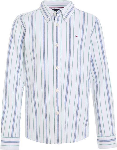 Tommy Hilfiger Flex Ithaca Shirt L/S Str 14 år / 164 cm - White Base/green/navy Stripes Skjorter hos Magasin