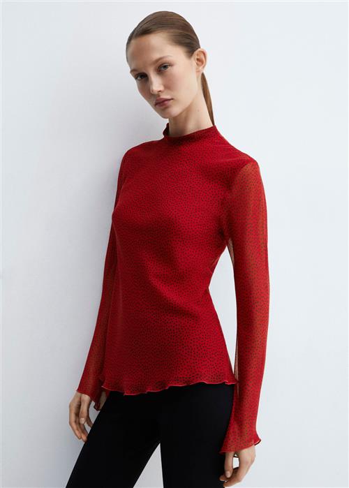 Se MANGO Back bow Blouse Kvinde Red Langærmede Bluser Str XS - hos Magasin ved Magasin