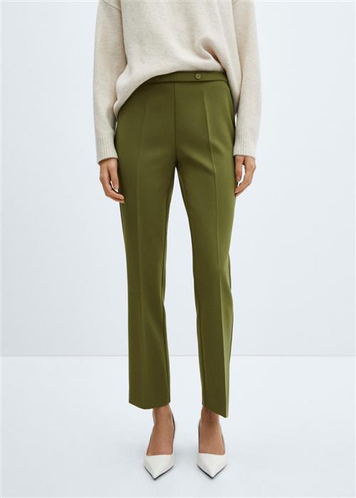 Se MANGO Belt Straightfit Trousers Kvinde Green Bukser Med Smalle Ben Str 42 - hos Magasin ved Magasin