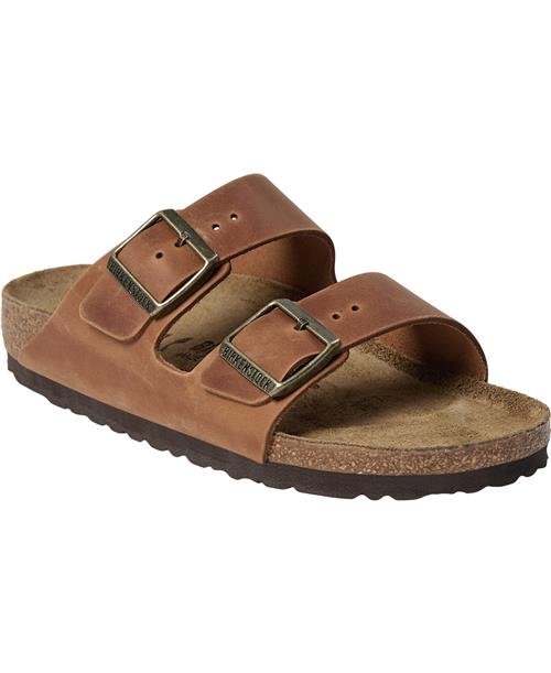 Birkenstock Arizona Leoi Cognac Kvinde Cognac Flade Sandaler Str 38 - hos Magasin