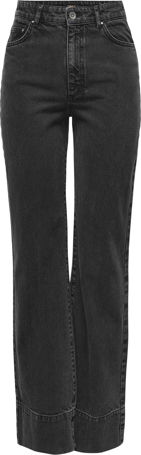 Se ONLY Onlcamille EX HW Wide PF Fold UP DN Kvinde Washed Black Straight Jeans Str "29/""34" - hos Magasin ved Magasin