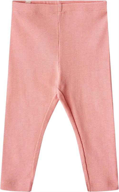 Wheat Rib Leggings Maddy Str 68/6m - Lyserød Leggings Bomuld hos Magasin