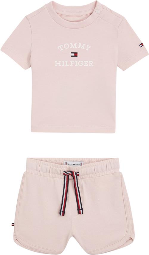 Tommy Hilfiger Baby TH Logo Short SET Str 9 mdr / 74 cm - Whimsy Pink Kortærmede T-shirts hos Magasin