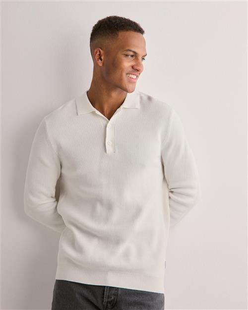 Only & Sons Onsphill Reg 12 Rib Ls Polo Knit Striktrøjer Hvid