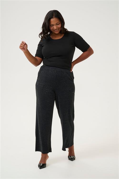 Kaffe Curve Kcellia Pants Kvinde Black Glitter Jersey Bukser Str S - Polyester hos Magasin