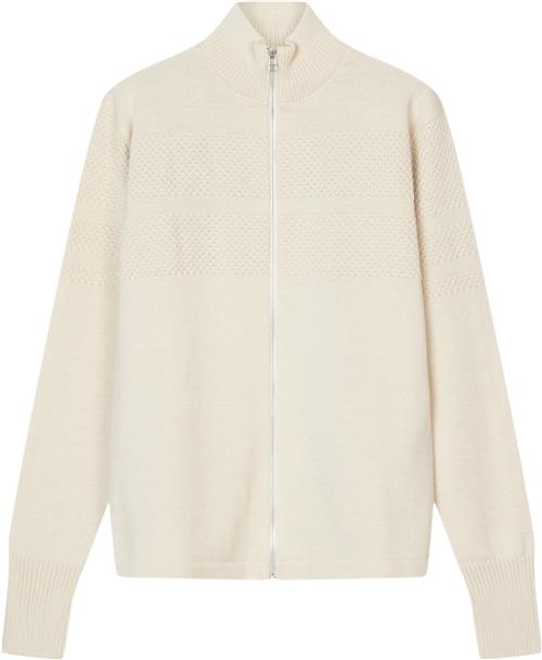 Se Mads Nørgaard - Copenhagen Wool Klemens Zip Knit Mand Hvid Sweaters Str XL - hos Magasin ved Magasin