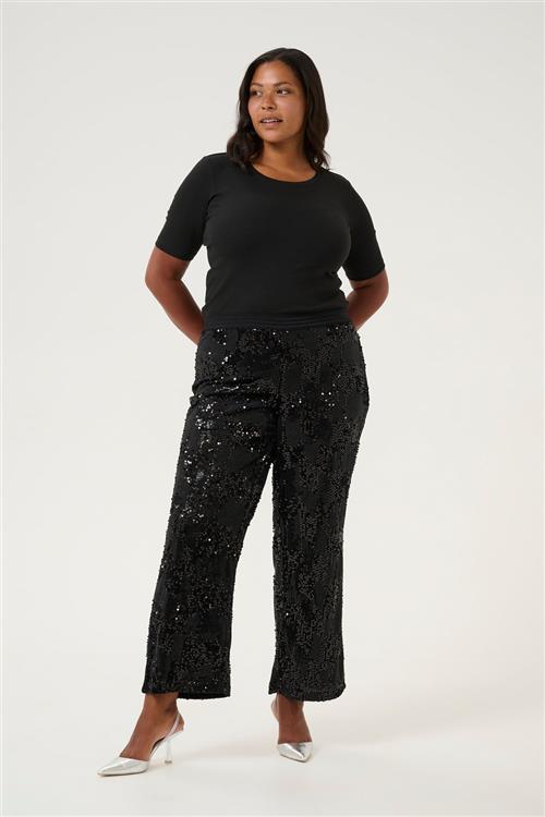 Se Kaffe Curve Kcnicoleen Sequin Pants Kvinde Black Deep Bukser Str L - hos Magasin ved Magasin