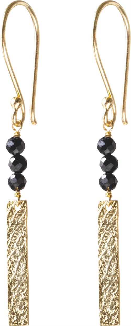 A Beautiful Story Bar Black Onyx Earrings GP 5cm - Øreringe hos Magasin