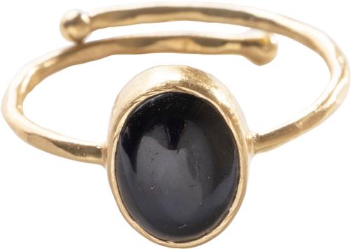 Se A Beautiful Story Visionary Black Onyx Ring GP inner 16mm, adjustable - Ringe hos Magasin ved Magasin