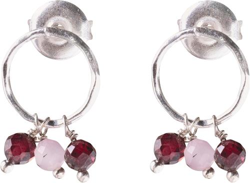 A Beautiful Story Genuine Garnet Rose Quartz Earrings SP 1,5cm - Øreringe hos Magasin