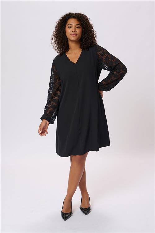 Kaffe Curve Kcmilli Lace Dress Kvinde Black Deep Midi Kjoler Str 44 - hos Magasin