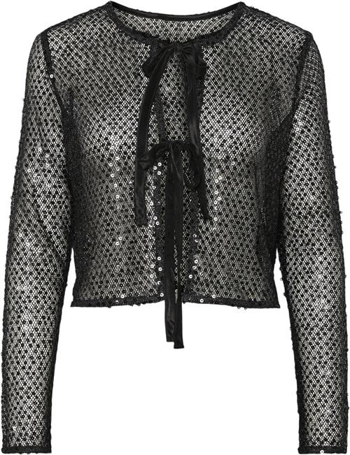 Se Pieces Pcrissi LS Reversible Sequins Cardi Kvinde Sort Toppe Regular Fit Str S - hos Magasin ved Magasin