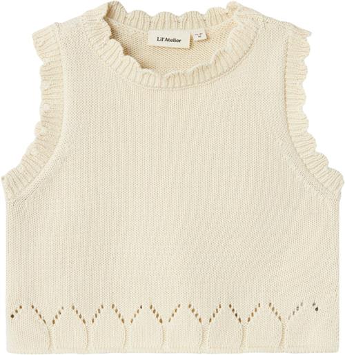 Lil' Atelier Nmframla Loose Short Knit Vest LIL Str 116 - Turtledove Strik hos Magasin