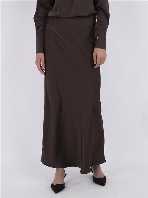 Neo Noir Vicky Heavy Sateen Skirt Kvinde Dark Brown Maxi Nederdele Str 38 - hos Magasin