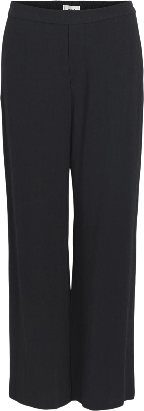 Object Objsanne Aline Wide Pant Noos Kvinde Black Hørbukser Str 42 - hos Magasin