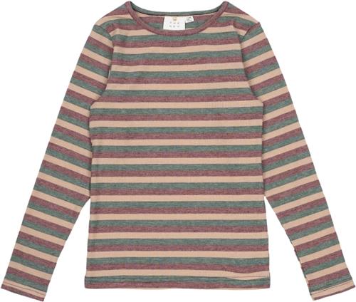 The New Tnmadeline L_S Rib Tee Str 110-116 cm/5-6 år - Multi Stripe Langærmede T-shirts hos Magasin