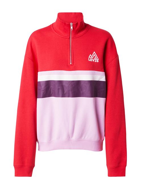 Se LEVI'S ® Sweatshirt 'Graphic Cb Rue 1/4 Zip'  brombær / lys pink / rød / hvid ved About You