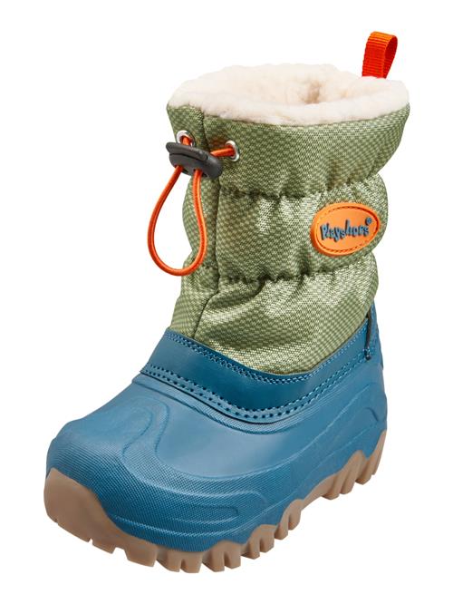 Se PLAYSHOES Snowboots  oliven / petroleum / orange ved About You