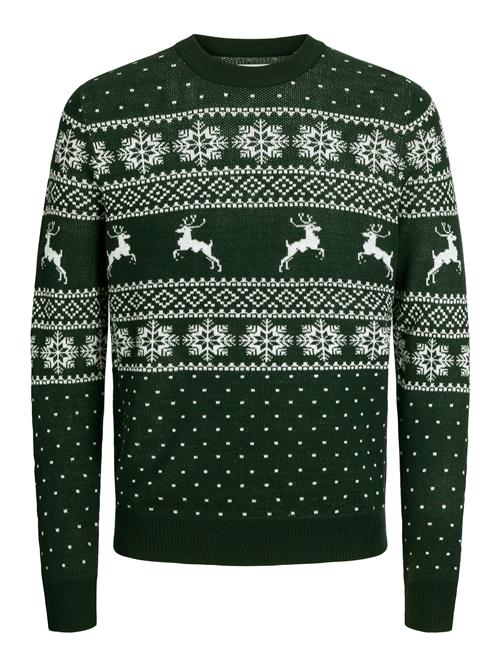 JACK & JONES Pullover 'JJXmas Gabriel'  gran / hvid